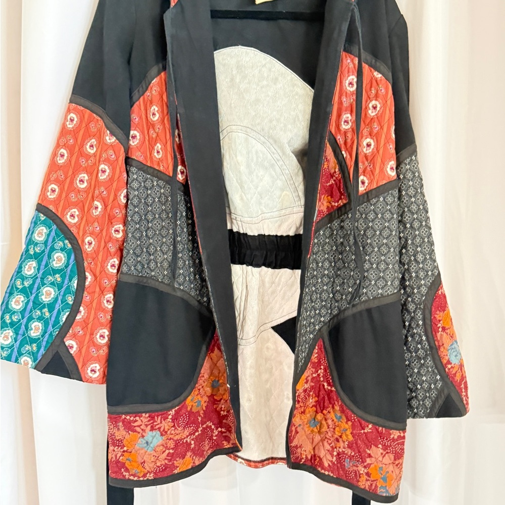 Vintage Patchwork Jacket | Quilted Boho Hooded Be… - image 2